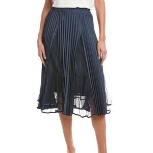 Gracia Skirt Denim Tulle Pleated Feminine Cottage Garden Party Brunch - Size M
